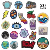 20 Pieces Assorted Iron-on Patches Set Embroidered Applique Patches Woven Label Patches for Jackets Hat Backpacks Jeans Clothes Repair Decoration