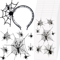 Halloween Spider Web Hair Hoop and 10 Sheets Halloween Spider Web Temporary Tattoos Spider Headband and Cobweb Tattoo for Adult Children