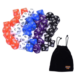 Willbond Polyhedral Dice 10 Sided with Black Bag, 5 Colors, 50 Pieces