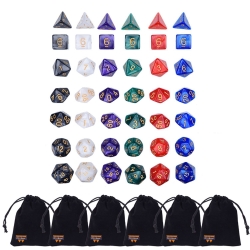 Willbond 42 Pieces Polyhedral Dice 6 Colors Game Dice Set with 6 Pack Pouches for Dungeons, Dragons and Other Dice Game